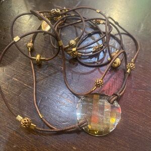 SARA DESIGNS NY HANDCRAFTED BOHO BREON GOLD YELLOW CRYSTAL NICHE LUX Necklace